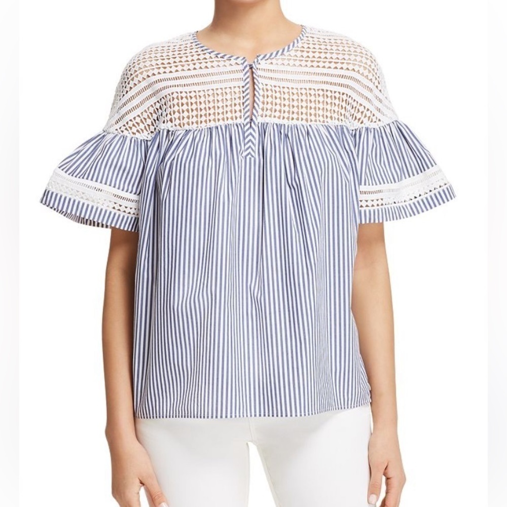SCOTCH And Soda Crochet Stripe Bell Sleeve Top - Picture 3 of 10